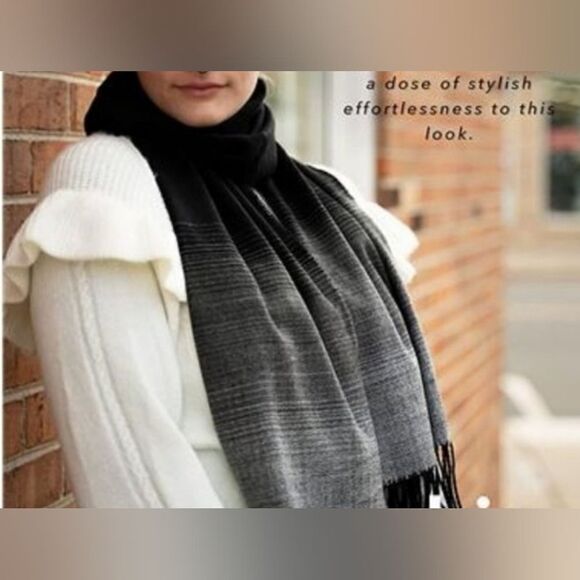 Luxury Cashmere Feel Scarf Soft Fringe Classic Colorblock Women’s Scarf 62"×12" - Picture 11 of 11